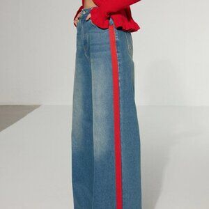 NWT Commense | Contrast Side Striped Wide-Leg Jeans | XS